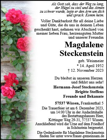 Magdalene Steckenstein 