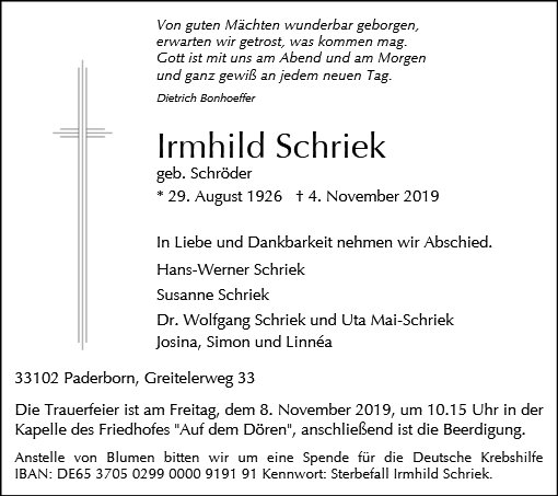Irmhild Schriek