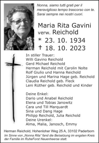 Maria Rita Gavini verw. Reichold