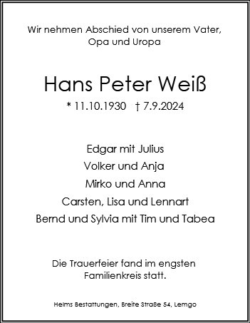 Hans Peter Weiß