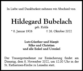 Hildegard Bubelach