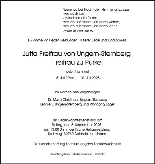 Jutta Freifrau von Ungern-Sternberg Freifrau zu Pürkel