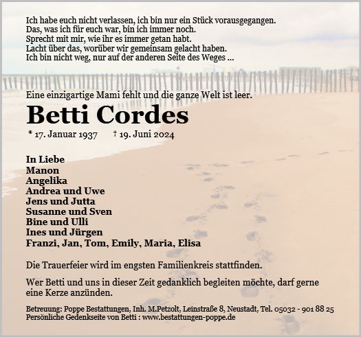 Betti Cordes