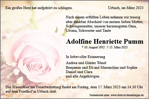 Adolfine Henriette Pumm