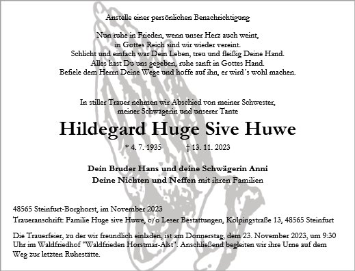 Hildegard Huge Sive Huwe