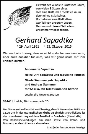 Gerhard Sapadtka