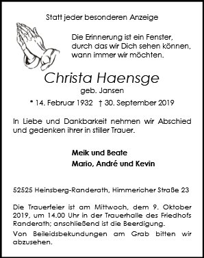 Christa Haensge