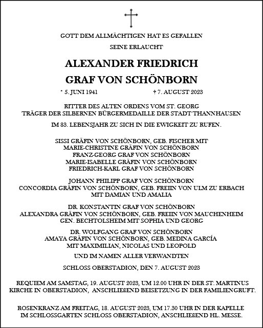 Alexander Friedrich Graf von Schönborn 