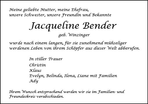 Jacqueline Bender 