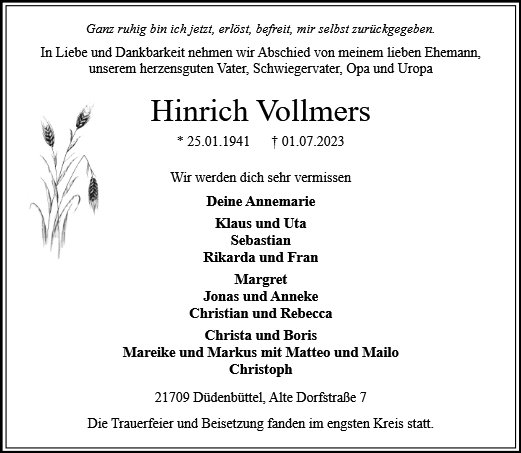 Hinrich Vollmers
