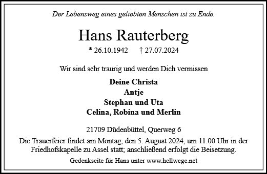 Hans Werner Claus Rauterberg