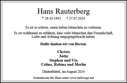 Hans Werner Claus Rauterberg