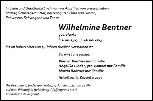 Wilhelmine Bentner