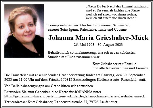 Johanna Maria Grieshaber-Mück