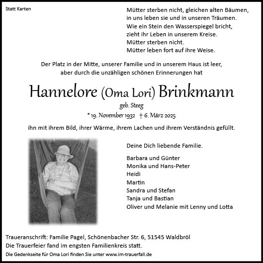 Hannelore Ottilie Brinkmann