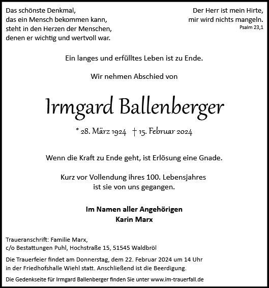 Irmgard Ballenberger