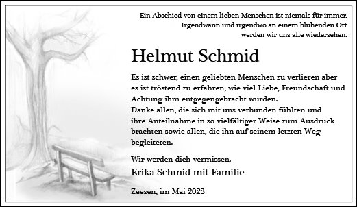 Traueranzeige von Schmid, Helmut