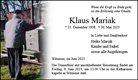 Traueranzeige von Mariak, Klaus