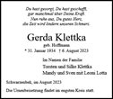 Traueranzeige von Klettka, Gerda