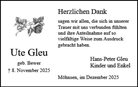 Traueranzeige von Gleu, Ute