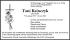 Traueranzeige von Ksinczyk, Toni