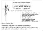 Traueranzeige von Faesing, Heinrich