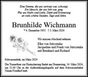 Traueranzeige von Wichmann, Brunhilde