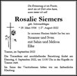 Traueranzeige von Siemers, Rosalie