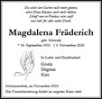 Traueranzeige von Fräderich, Magdalena