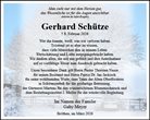 Traueranzeige von Schütze, Gerhard