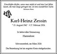 Traueranzeige von Zessin, Karl-Heinz