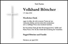 Traueranzeige von Böttcher, Volkhard