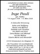 Traueranzeige von Pauli, Inge