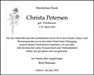 Traueranzeige von Petersen, Christa