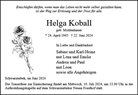 Traueranzeige von Koball, Helga
