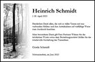 Traueranzeige von Schmidt, Heinrich