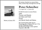 Traueranzeige von Schreiber, Peter