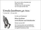 Traueranzeige von Jacobsen, Ursula