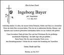 Traueranzeige von Bayer, Ingeborg