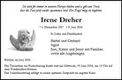 Traueranzeige von Dreher, Irene