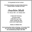 Traueranzeige von Maik, Joachim
