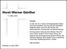 Traueranzeige von Günther, Horst-Werner