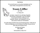 Traueranzeige von Löffler, Traute