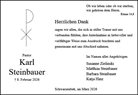 Traueranzeige von Steinbauer, Karl