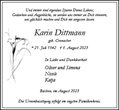 Traueranzeige von Dittmann, Karin