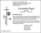 Traueranzeige von Pagel, Lieselotte