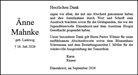 Traueranzeige von Mahnke, Änne