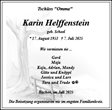 Traueranzeige von Helffenstein, Karin