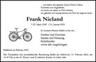 Traueranzeige von Nieland, Frank
