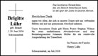 Traueranzeige von Lühr, Brigitte